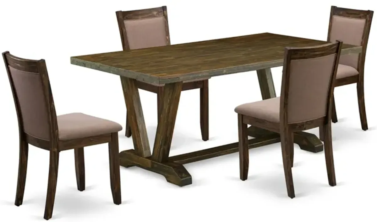 East West Furniture V777MZ748-5 5Pc Kitchen Set - Rectangular Table and 4 Parson Chairs - Multi-Color Color