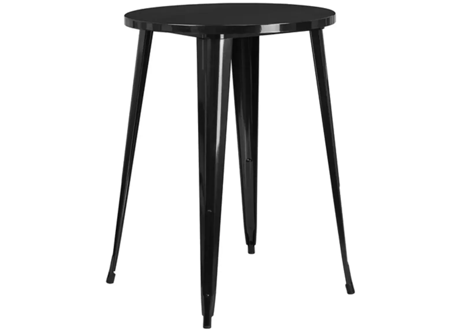 Hivvago Modern 30 inch Outdoor Round Metal Cafe Bar Patio Table in Black