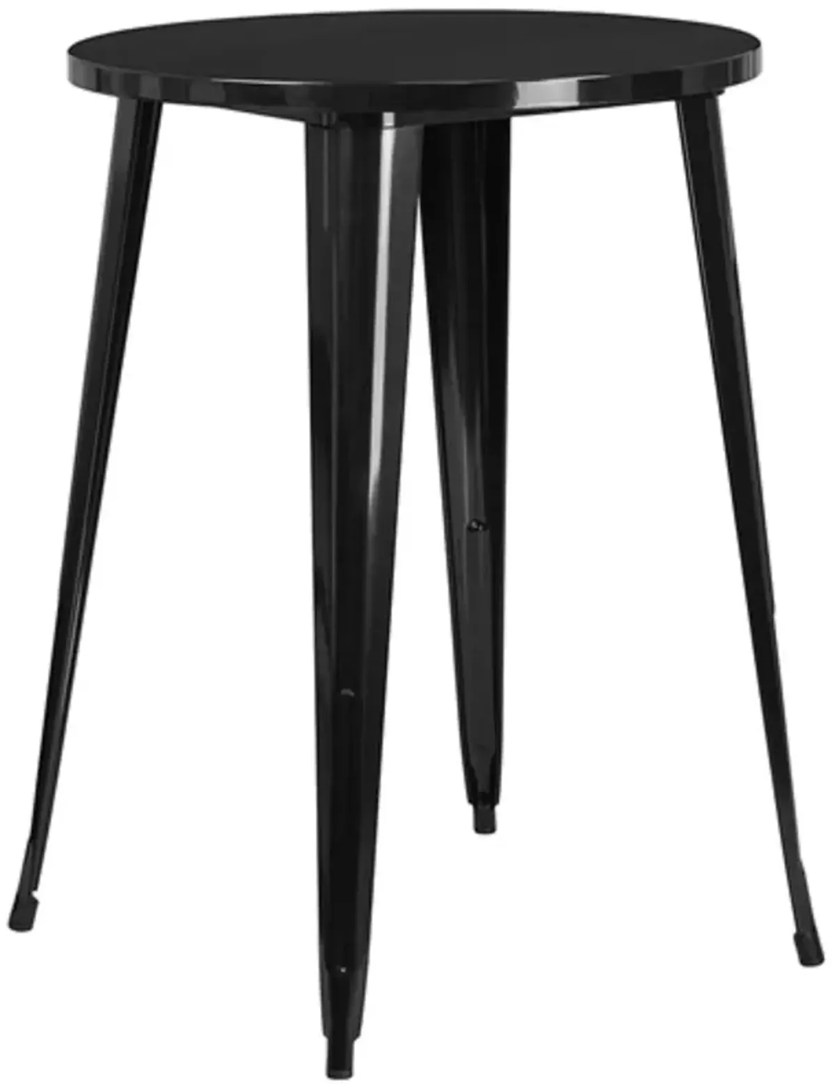 Hivvago Modern 30 inch Outdoor Round Metal Cafe Bar Patio Table in Black