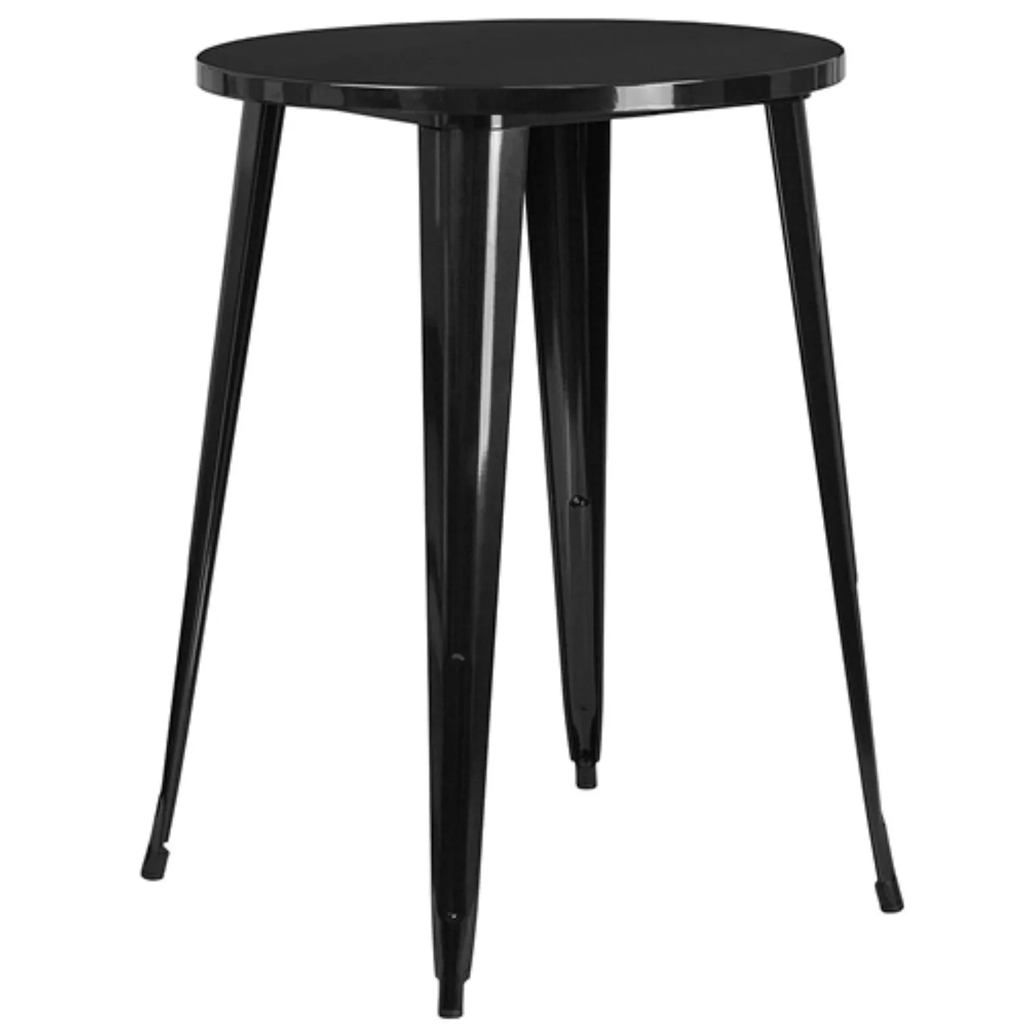 Hivvago Modern 30 inch Outdoor Round Metal Cafe Bar Patio Table in Black
