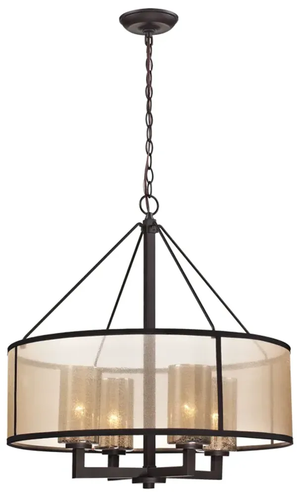 Diffusion 24'' Wide 4-Light Bronze Chandelier