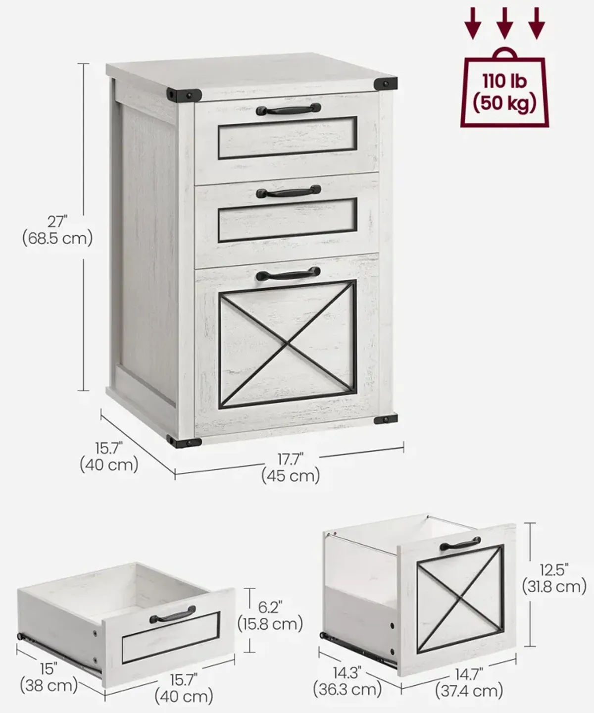 3-Drawer File Cabinet for Organized Office Storage and Filing