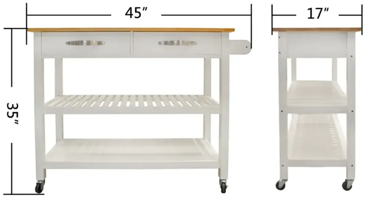 Mobile Kitchen Island with Rubberwood Top