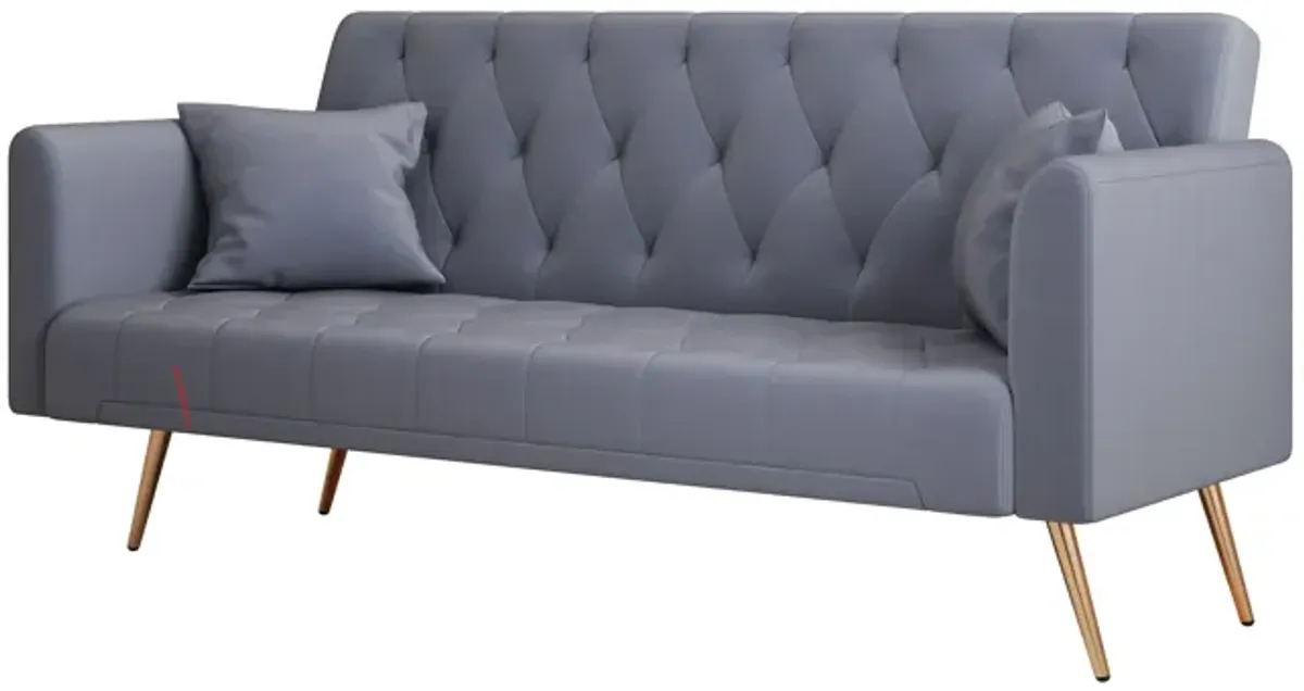 Merax Velvet Fabric Convertible Loveseat Sofa