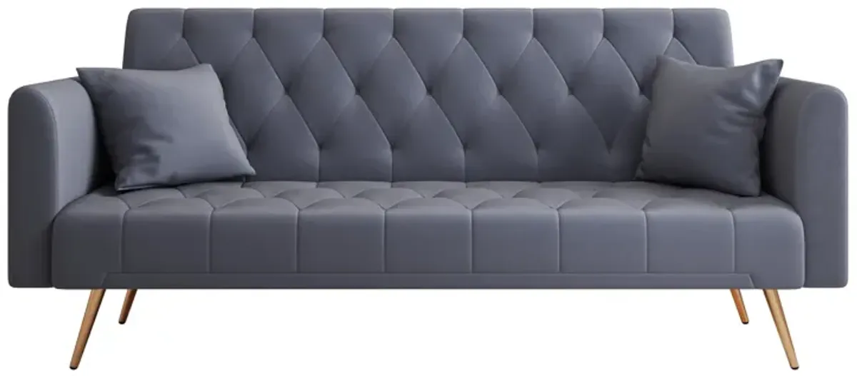 Merax Velvet Fabric Convertible Loveseat Sofa