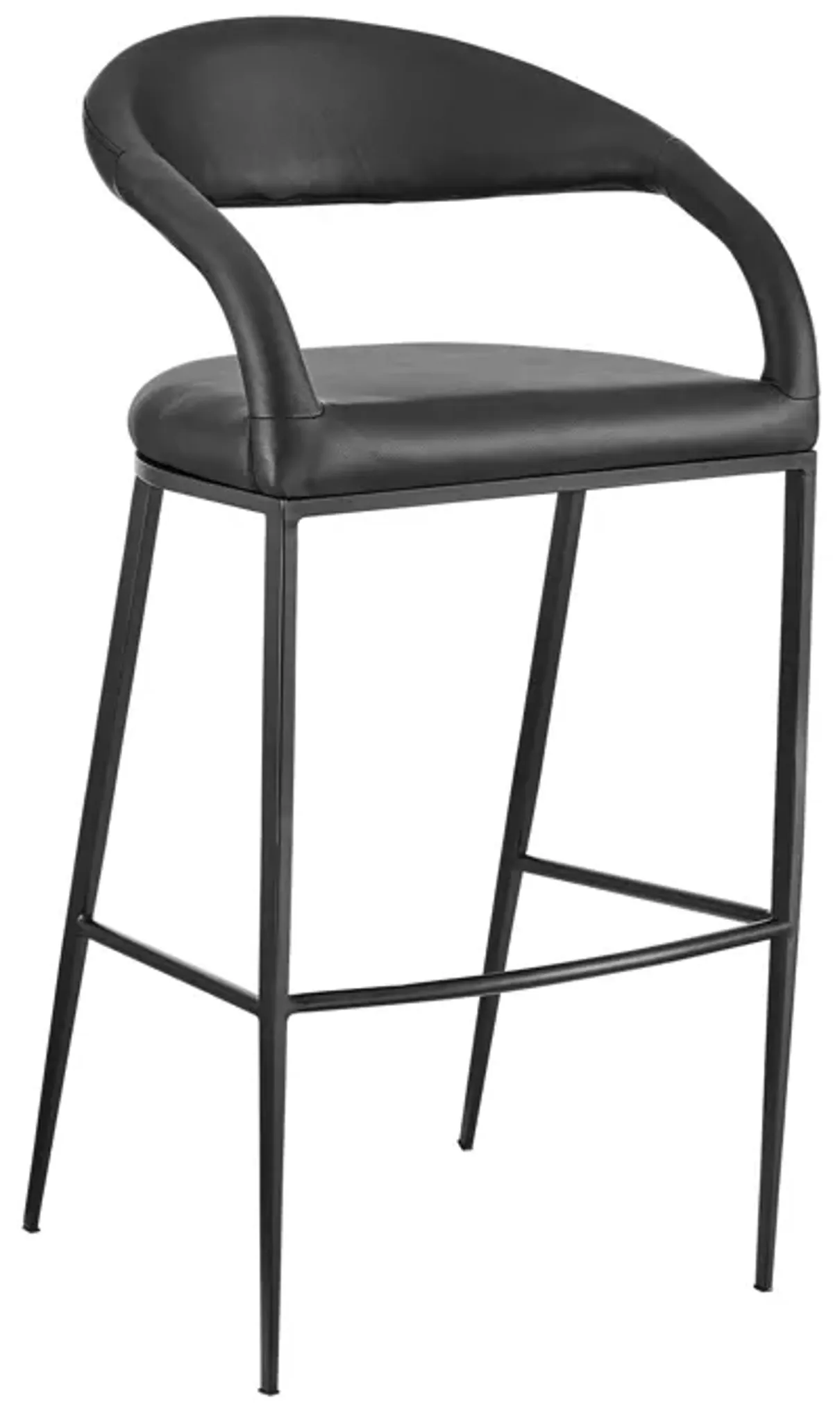 Ramona Counter or Bar Stool with Matte Black Iron Frame and Faux Leather