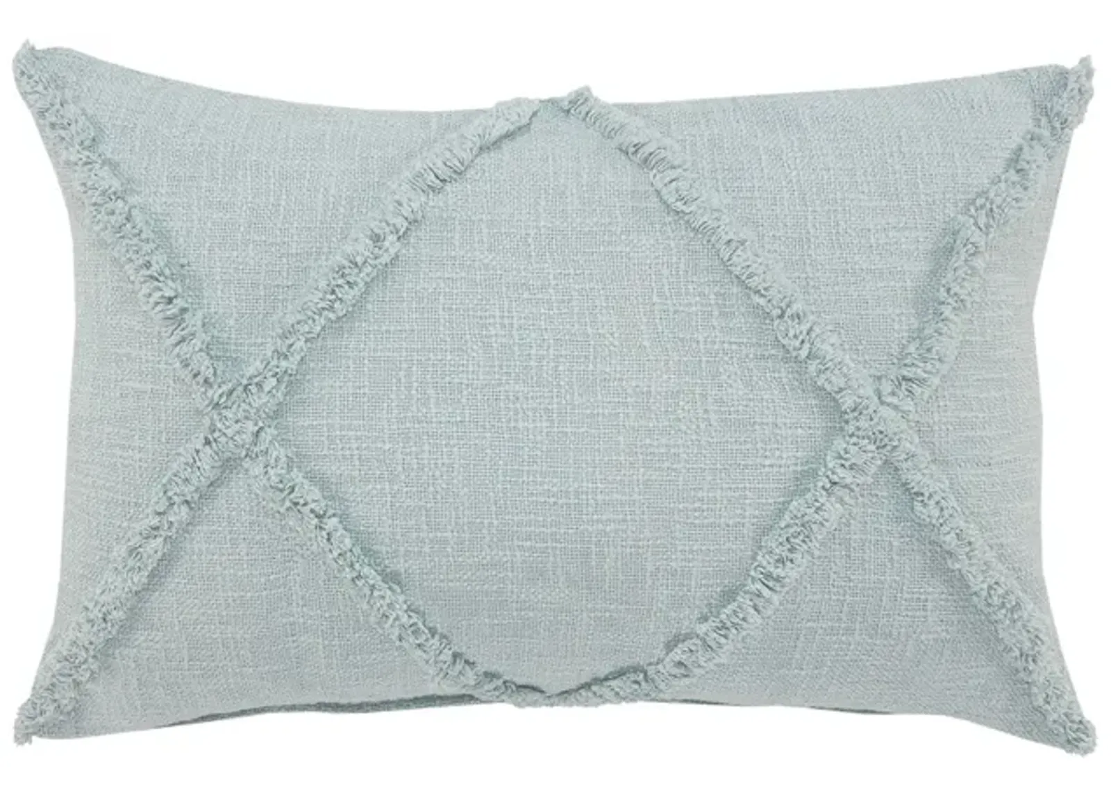 24" Blue Hand Woven Diamond Tufted Rectangular Throw Pillow