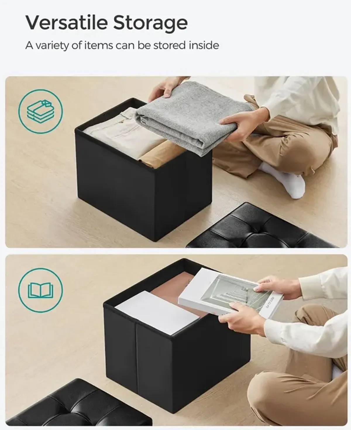 Small Folding Storage Ottoman