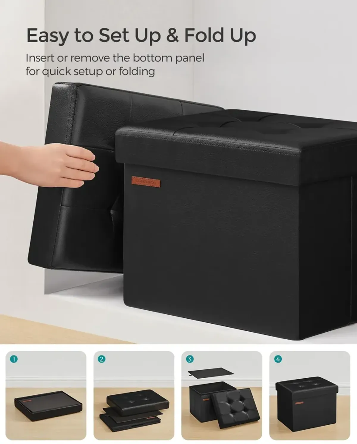 Small Folding Storage Ottoman