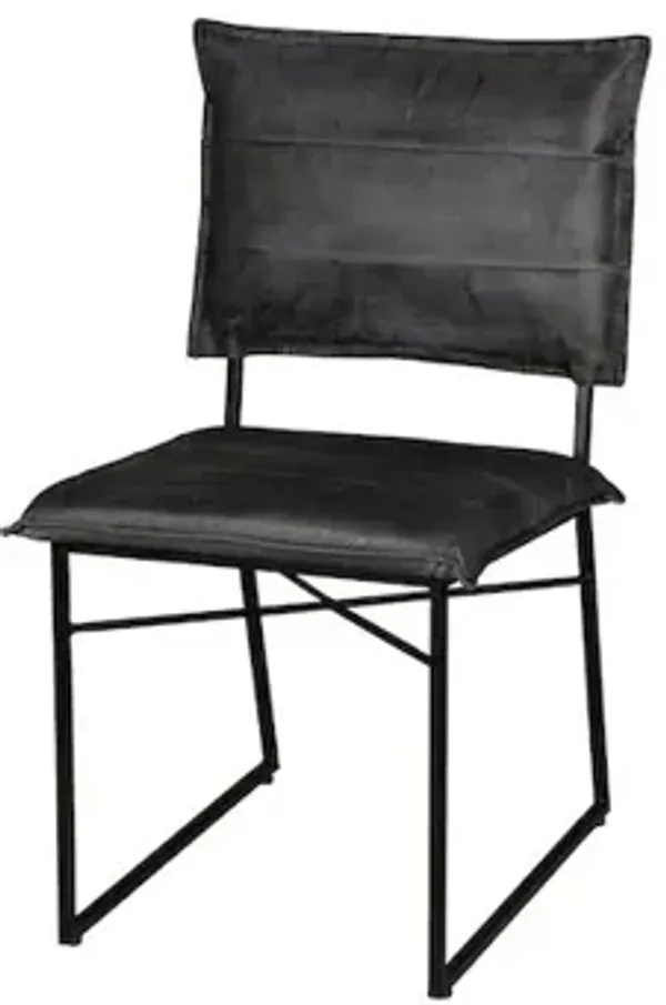 Porter Designs Malin Top Quality Leather Dining Chair, Gray (Set of 2)