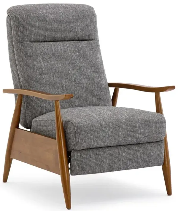 Comfort Pointe Terni Wood Arm Push Back Recliner in Performance Fabric - Ashen Grey