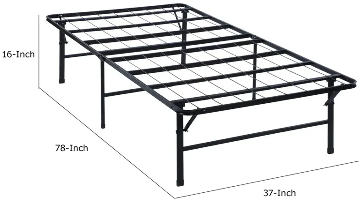 Adel Extra Long Twin Size Low Profile Bed, Foldable Metal Frame