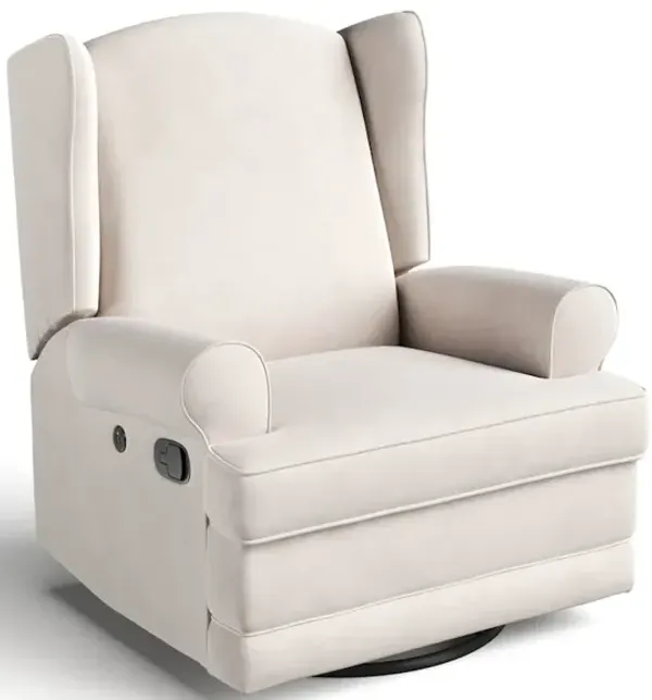 Storkcraft Serenity Wingback Upholstered Recliner Glider - Ivory