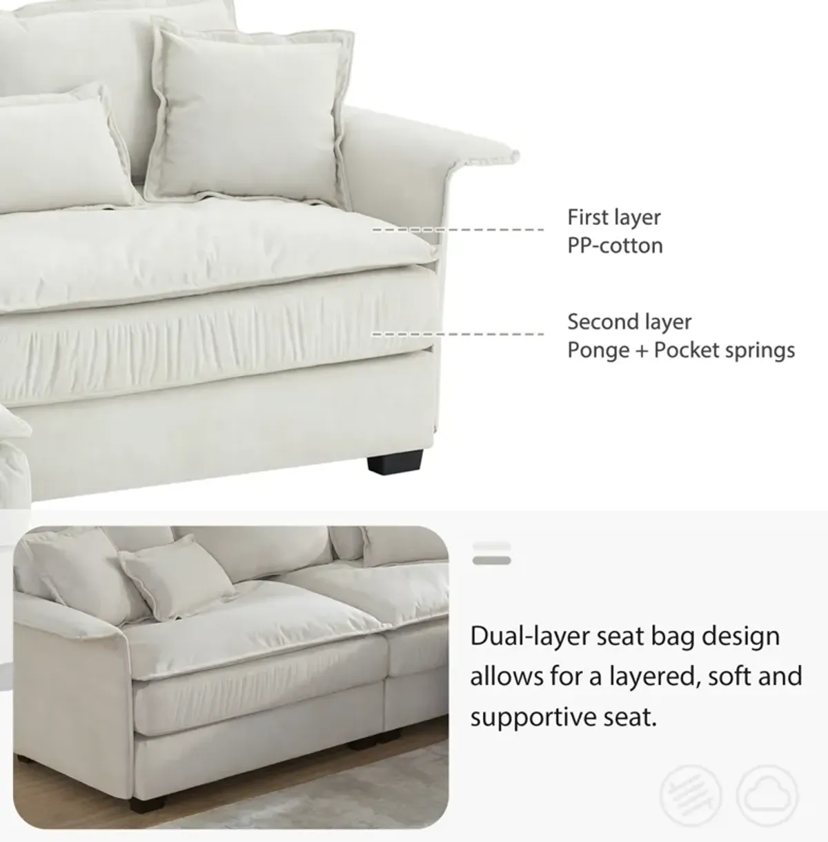 Merax Luxury  Oversized 4-Seat Sectional Sofa