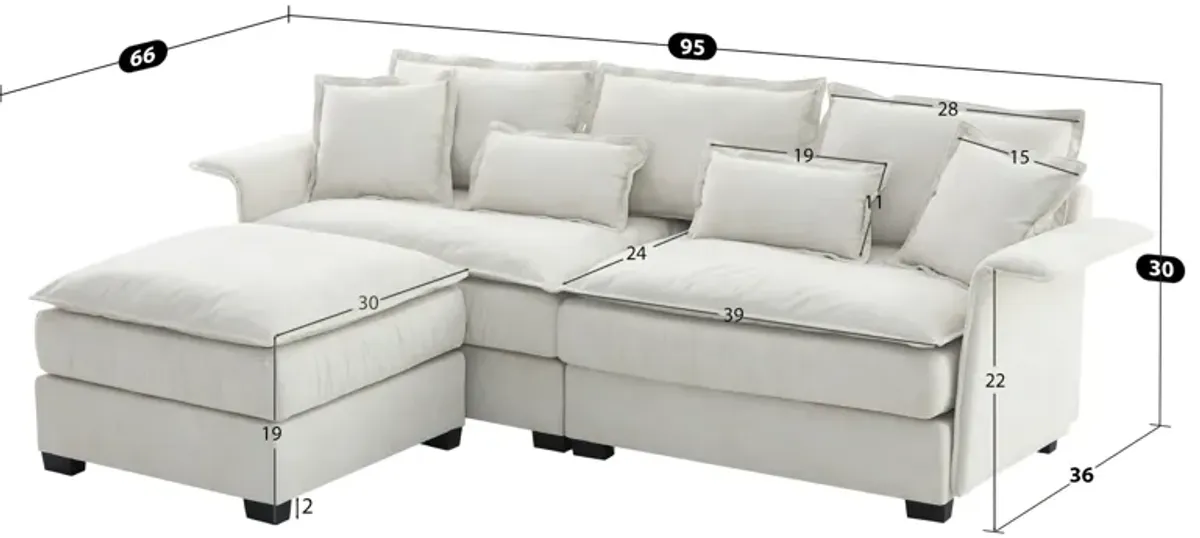 Merax Luxury  Oversized 4-Seat Sectional Sofa