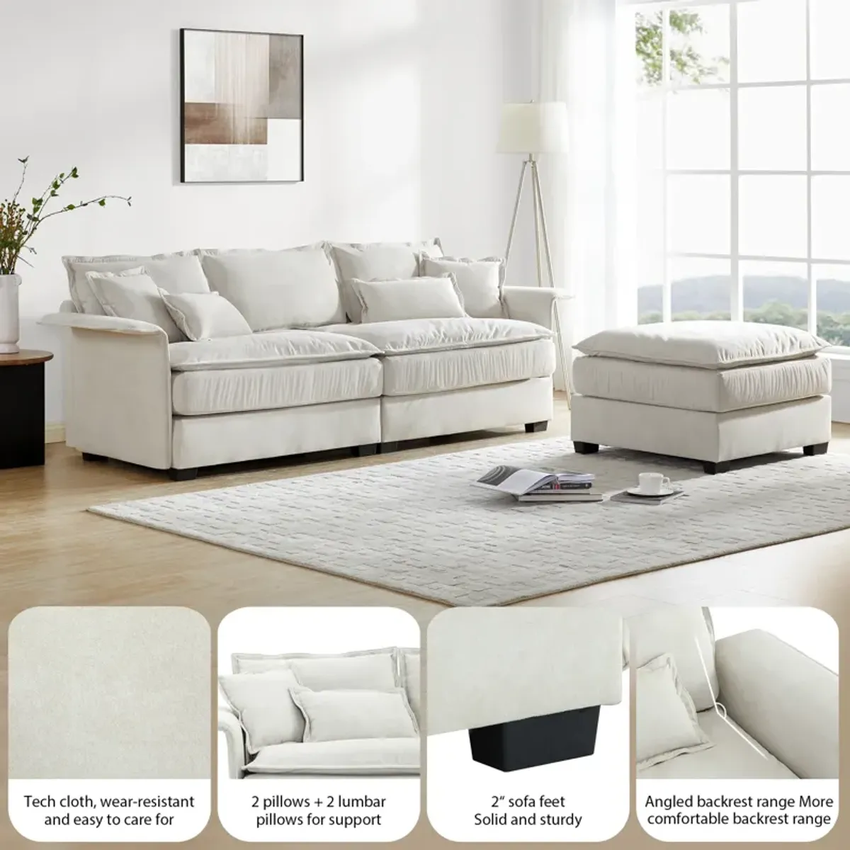 Merax Luxury  Oversized 4-Seat Sectional Sofa