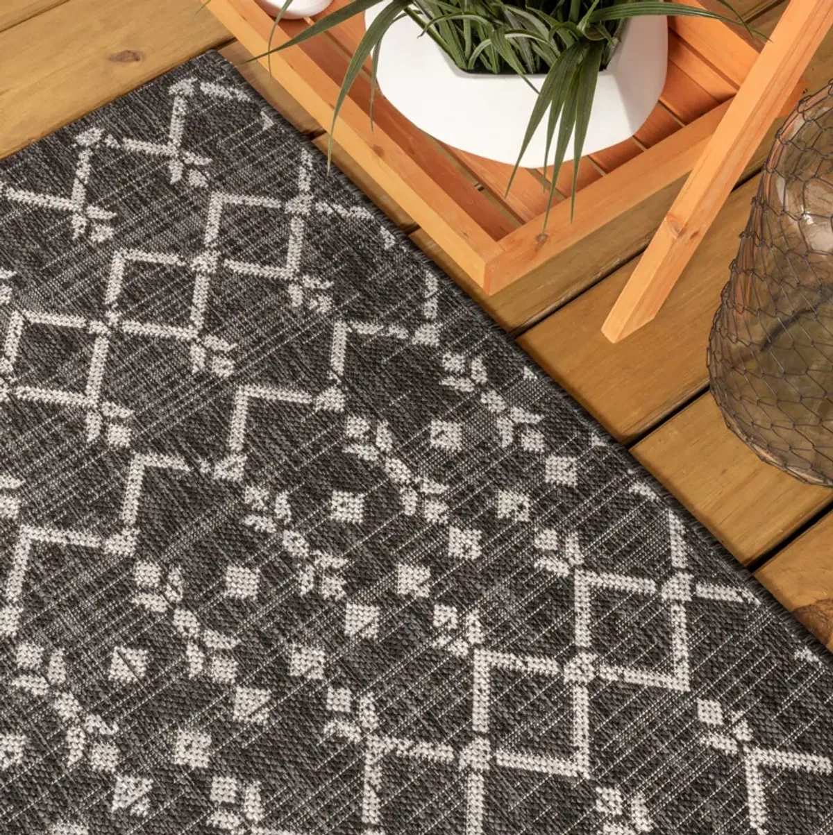 Ourika Moroccan Geometric Textured Weave Indoor/Outdoor Runner Rug