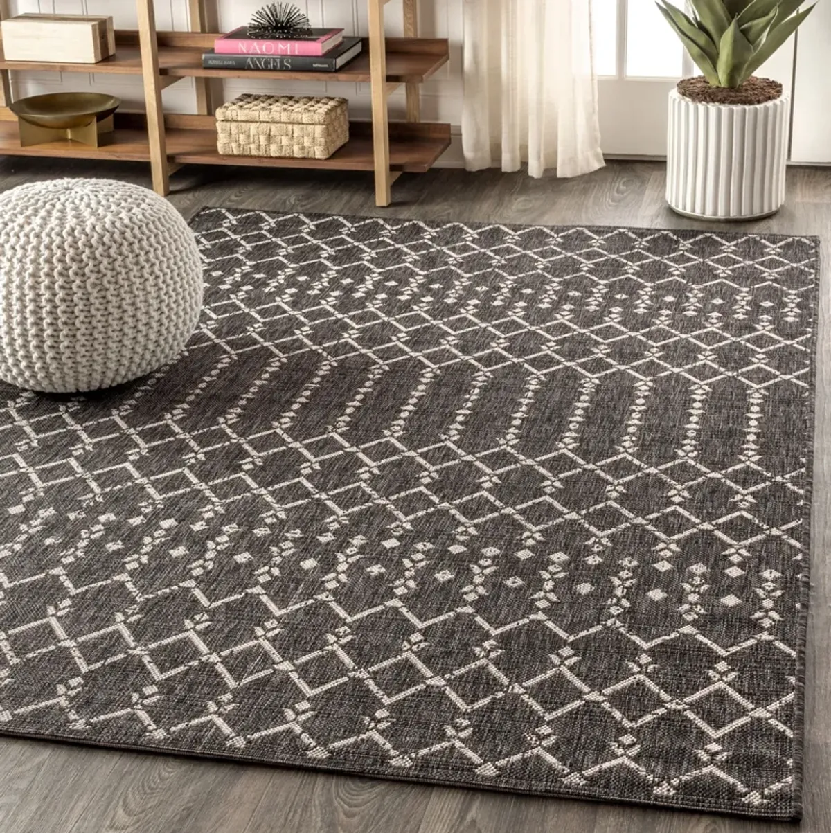 Ourika Moroccan Geometric Textured Weave Indoor/Outdoor Runner Rug