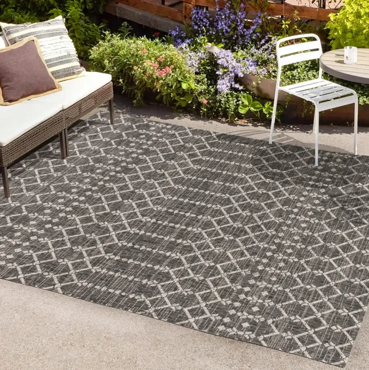 Ourika Moroccan Geometric Textured Weave Indoor/Outdoor Runner Rug