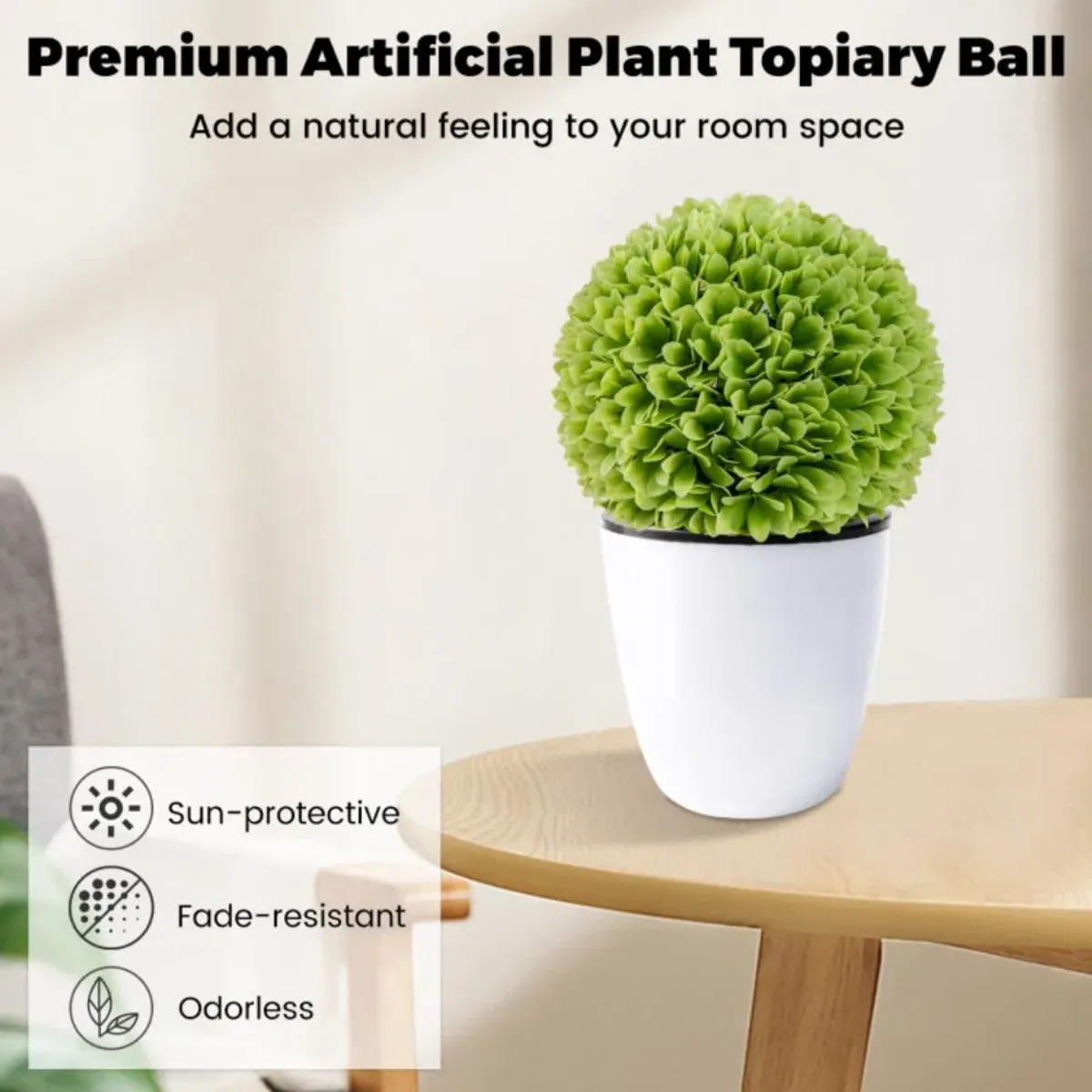 Hivvago 2 Pieces Artificial Plant Topiary Balls Faux Boxwood Decorative Balls