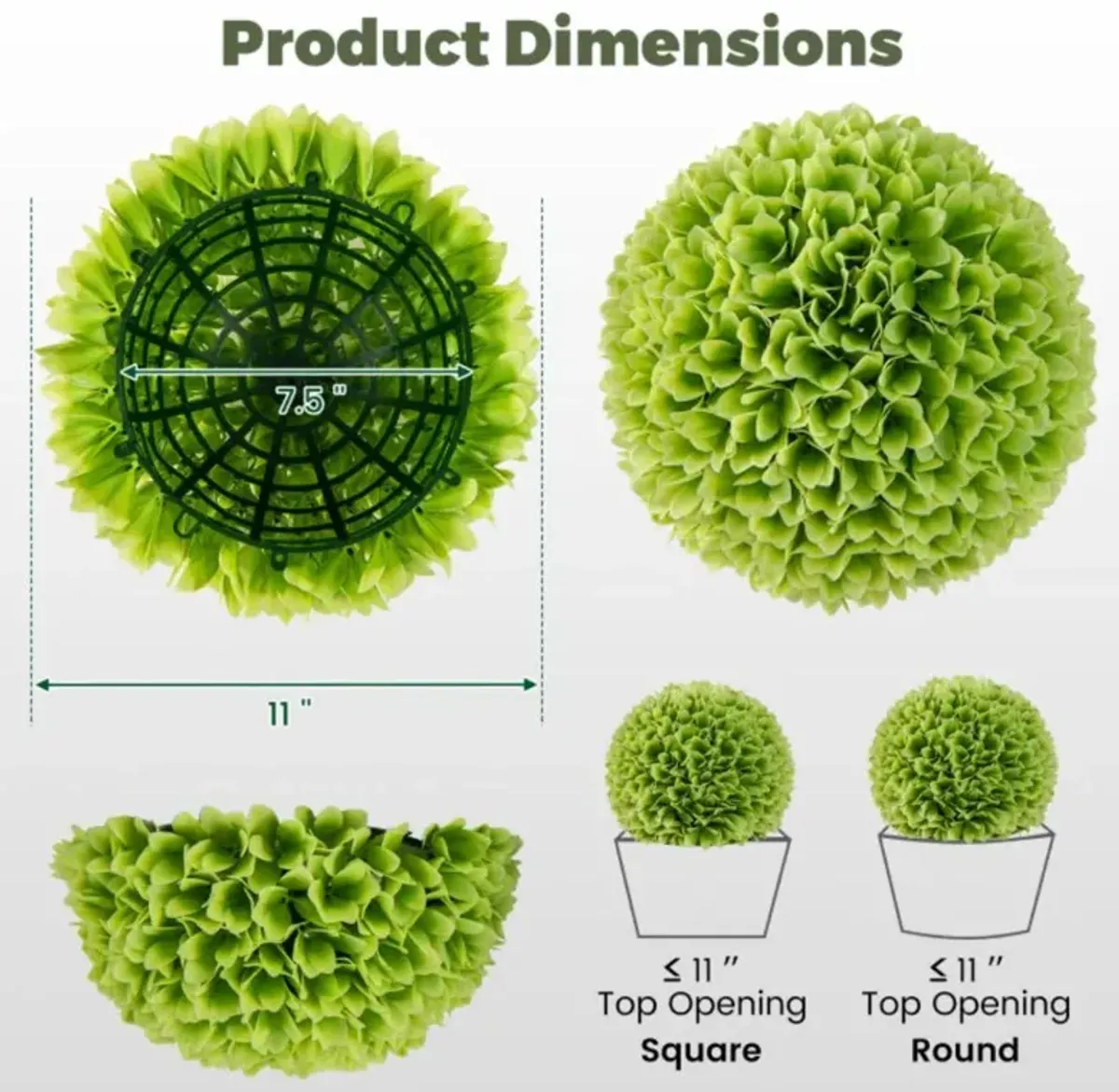 Hivvago 2 Pieces Artificial Plant Topiary Balls Faux Boxwood Decorative Balls