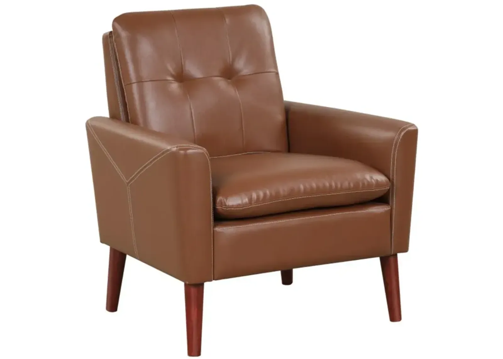 Hivvago Modern PU Leather Accent Chair with Solid Wood Legs-Brown