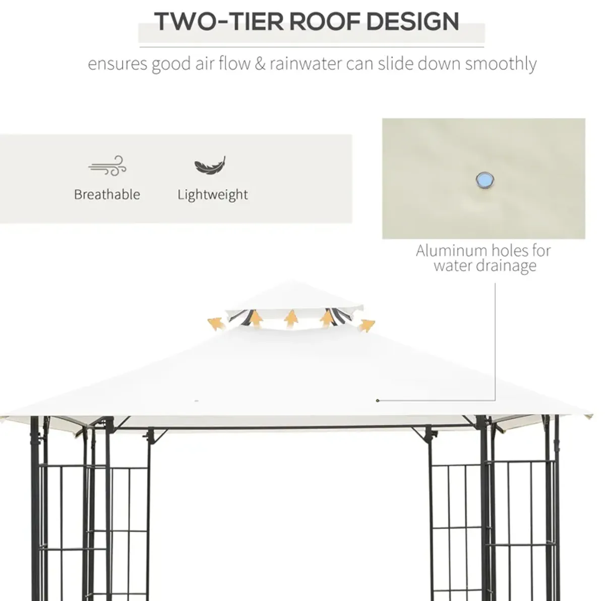 Elegant Patio Shelter: 10'x10' Vented Roof Gazebo with Metal Frame