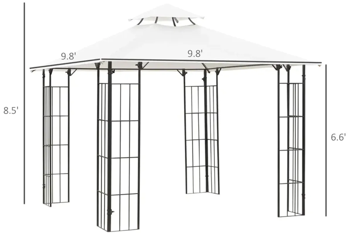 Elegant Patio Shelter: 10'x10' Vented Roof Gazebo with Metal Frame