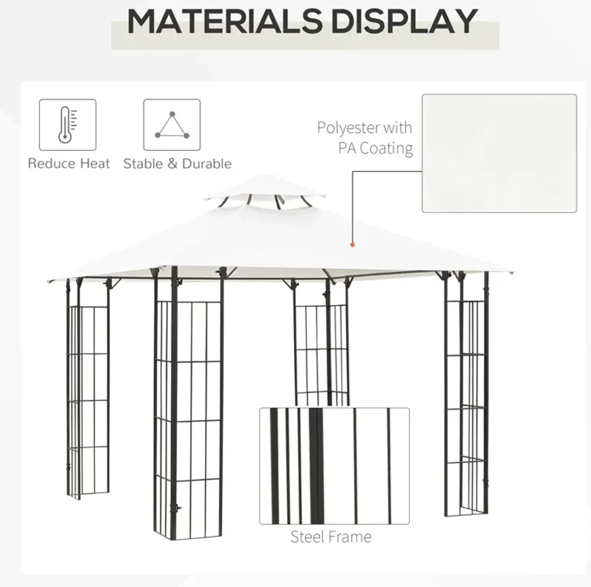 Elegant Patio Shelter: 10'x10' Vented Roof Gazebo with Metal Frame