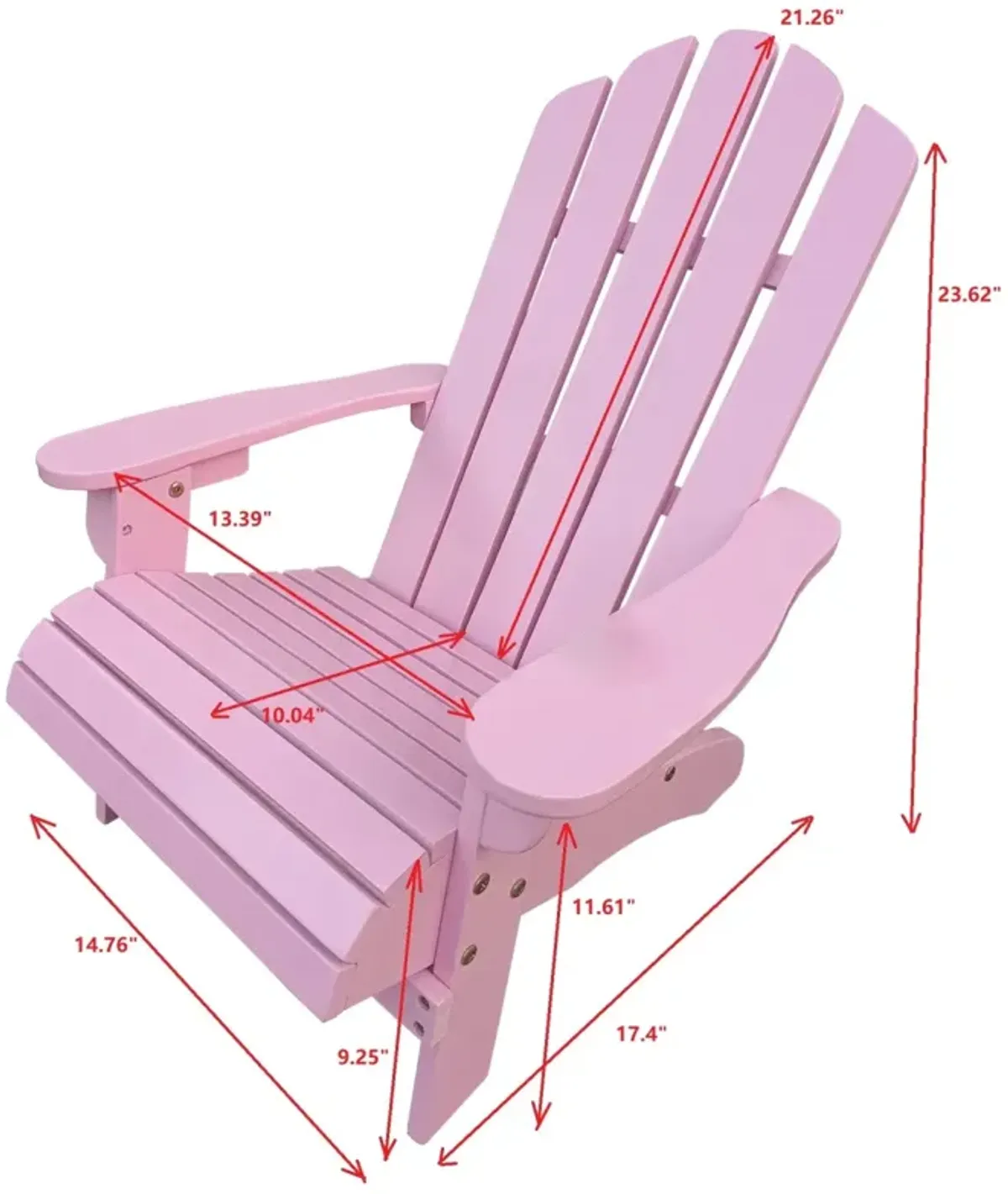 Outdoor Or Indoor Wood Children Adirondack Chair, Pink