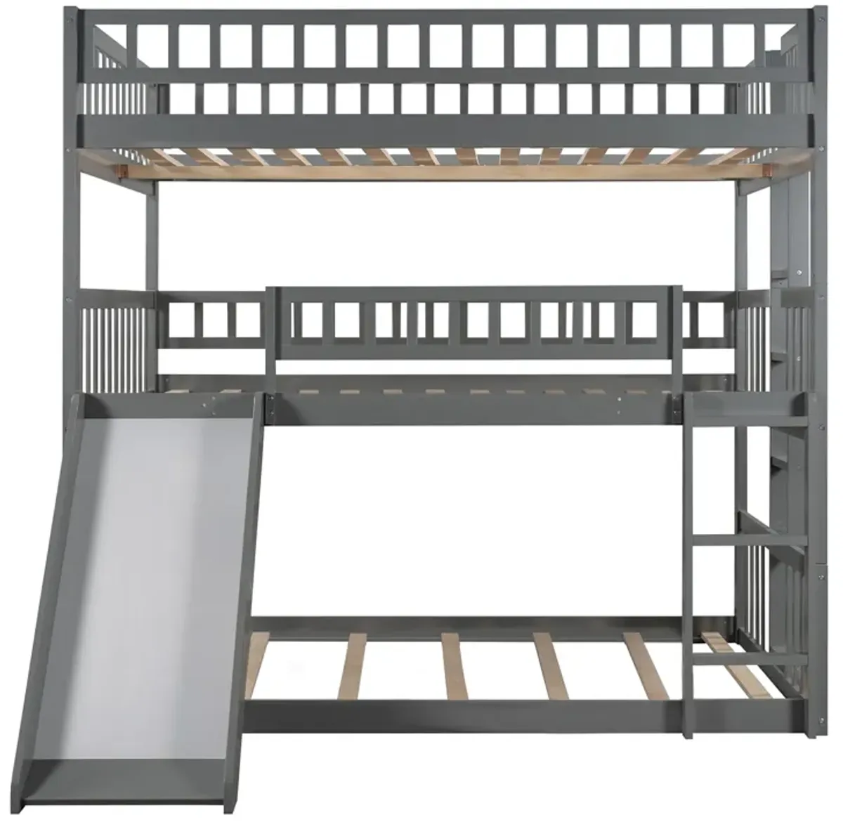 Merax Triple Bunk Bed with Guardrails