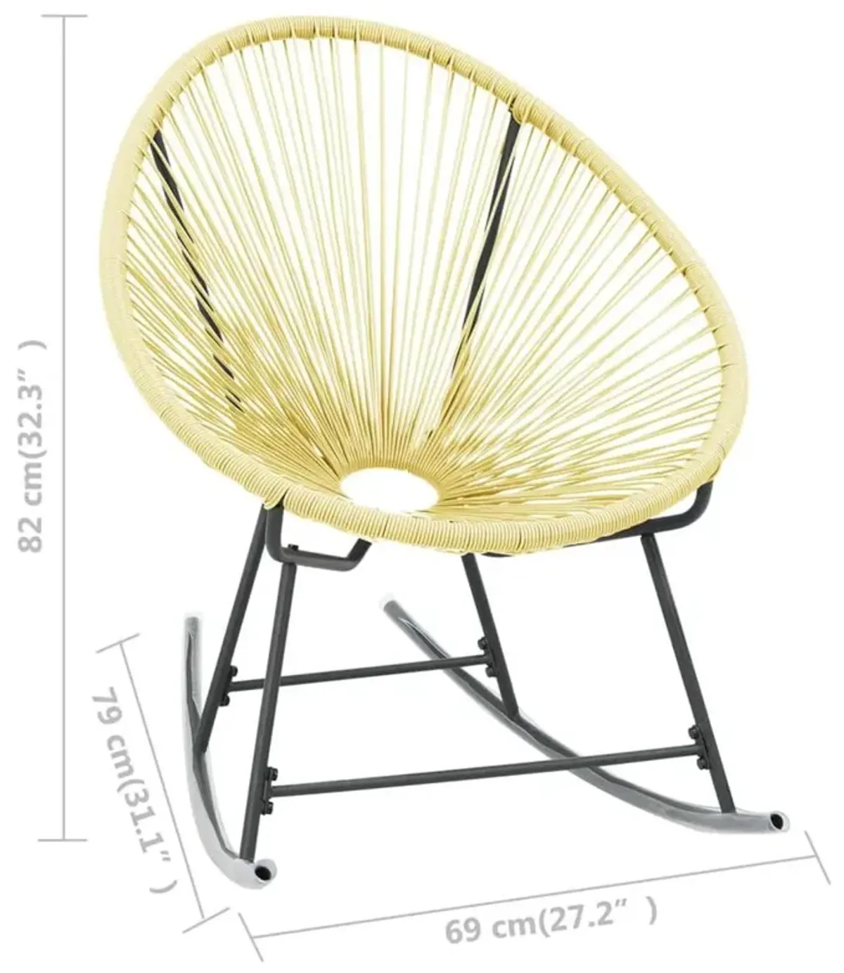 vidaXL Outdoor Rocking Moon Chair Poly Rattan Beige 3140