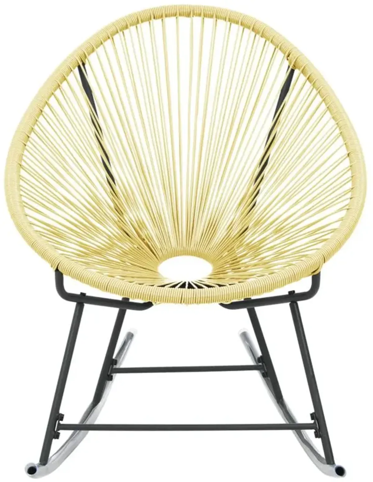 vidaXL Outdoor Rocking Moon Chair Poly Rattan Beige 3140