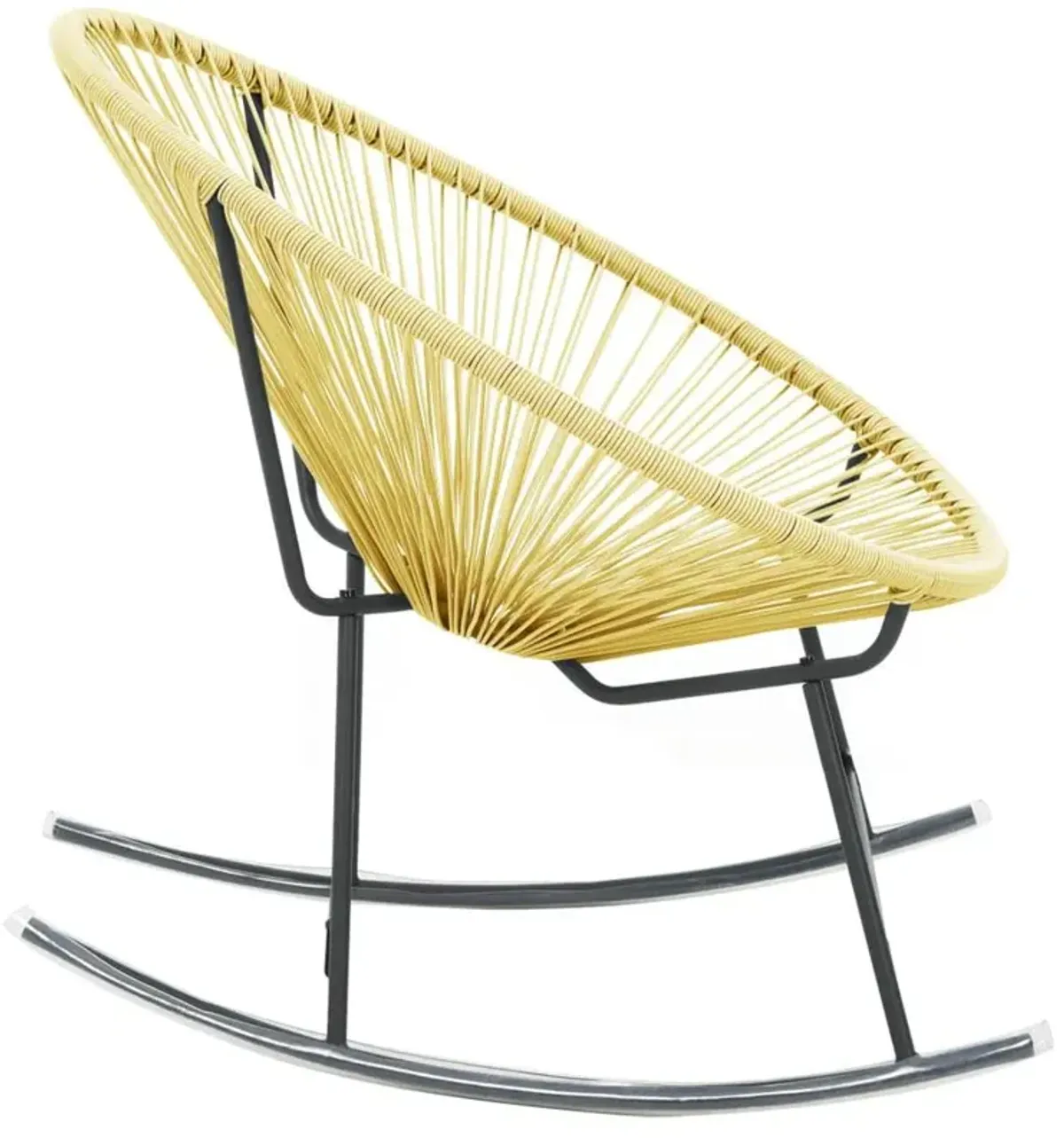 vidaXL Outdoor Rocking Moon Chair Poly Rattan Beige 3140