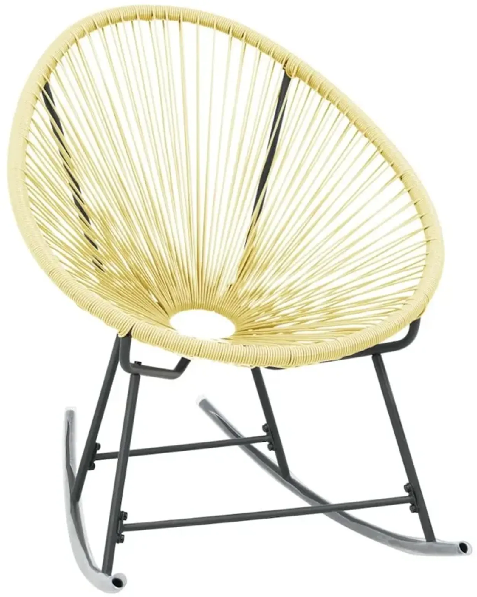 vidaXL Outdoor Rocking Moon Chair Poly Rattan Beige 3140