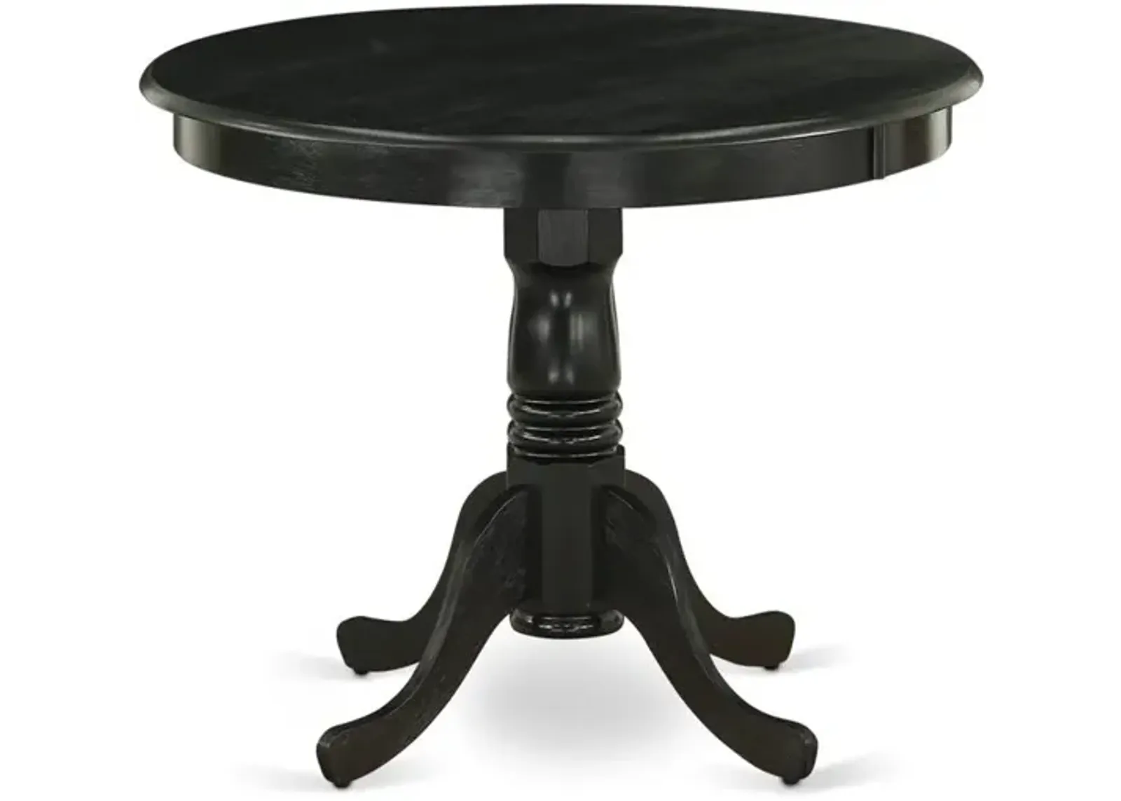 East West Furniture Dining Table Wirebrushed Black, ANT-ABK-TP