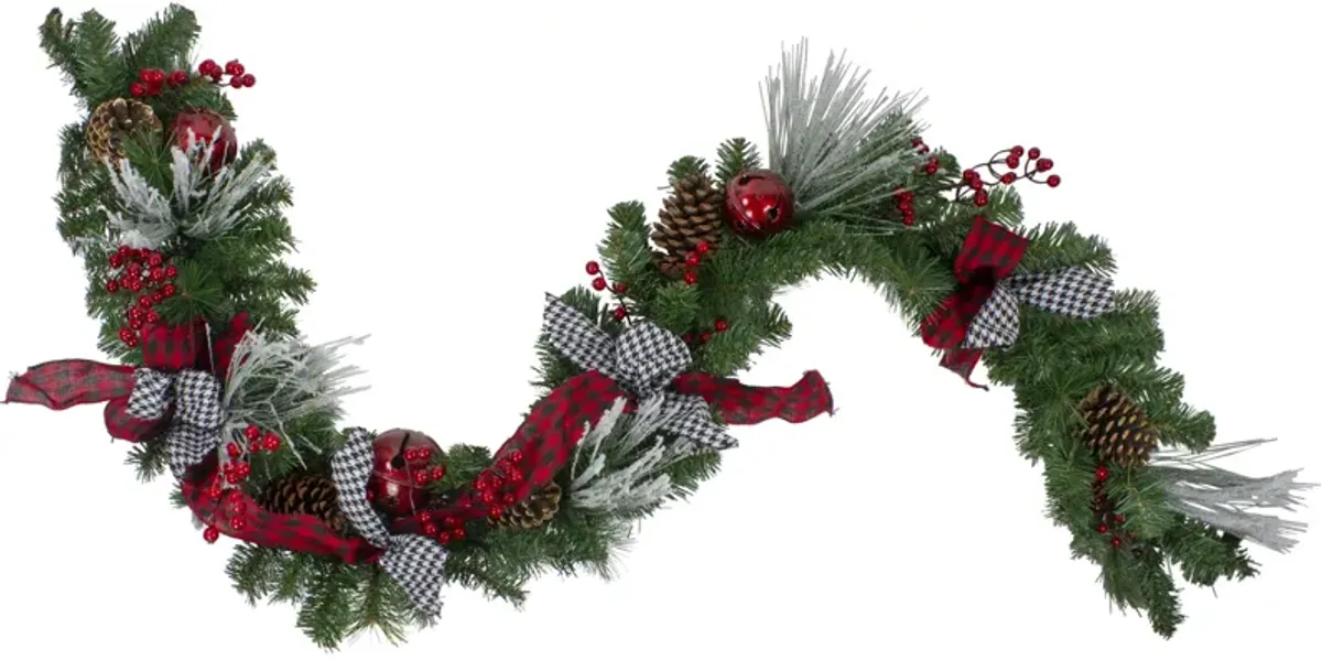 6' x 12" Plaid and Houndstooth and Berries Artificial Christmas Garland - Unlit