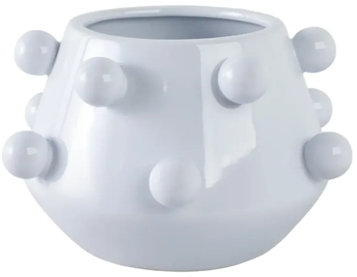10" White Stone Bubble Planter