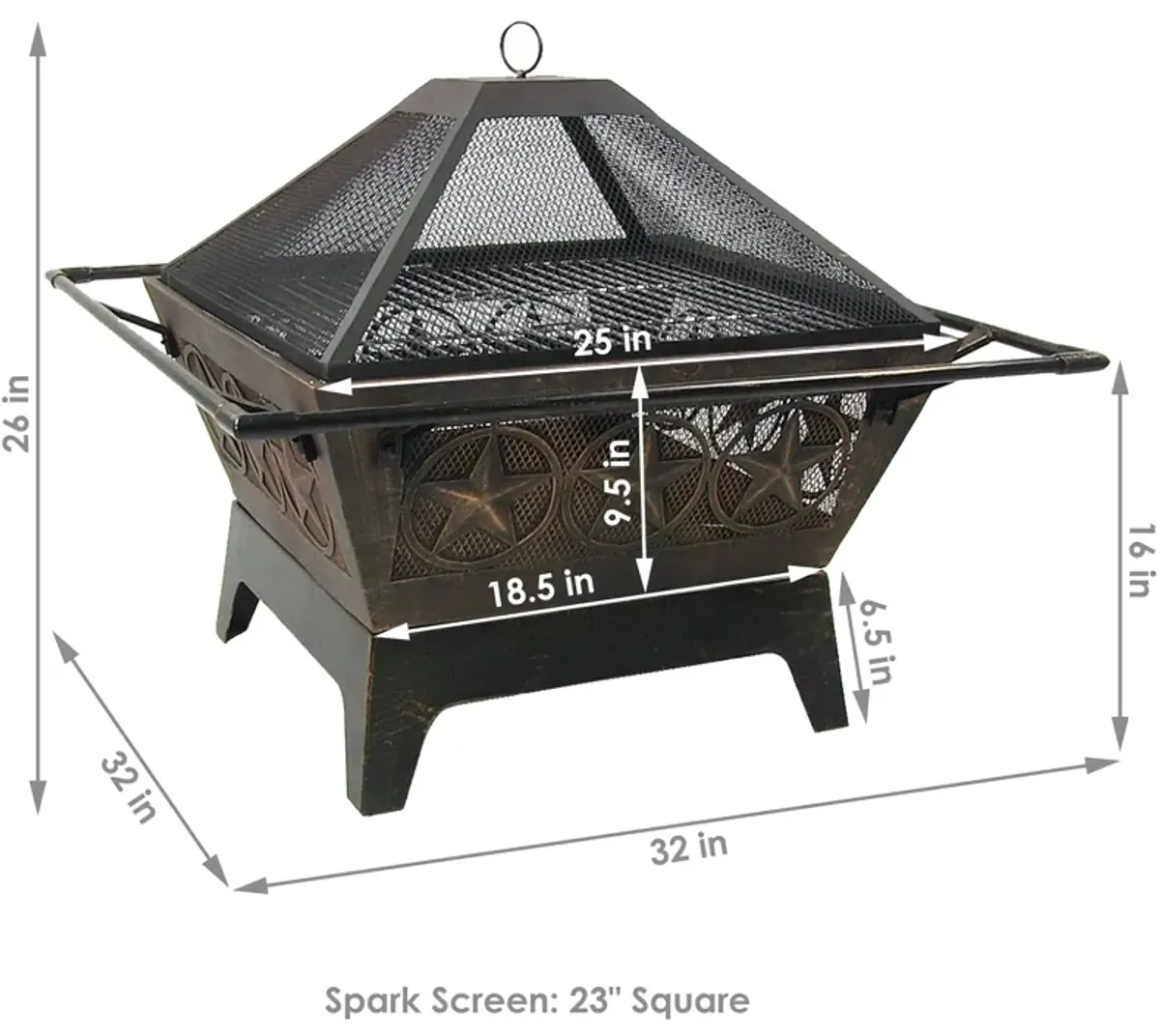 Sunnydaze 32 in Northern Galaxy Steel Fire Pit with Grate, Screen and Poker