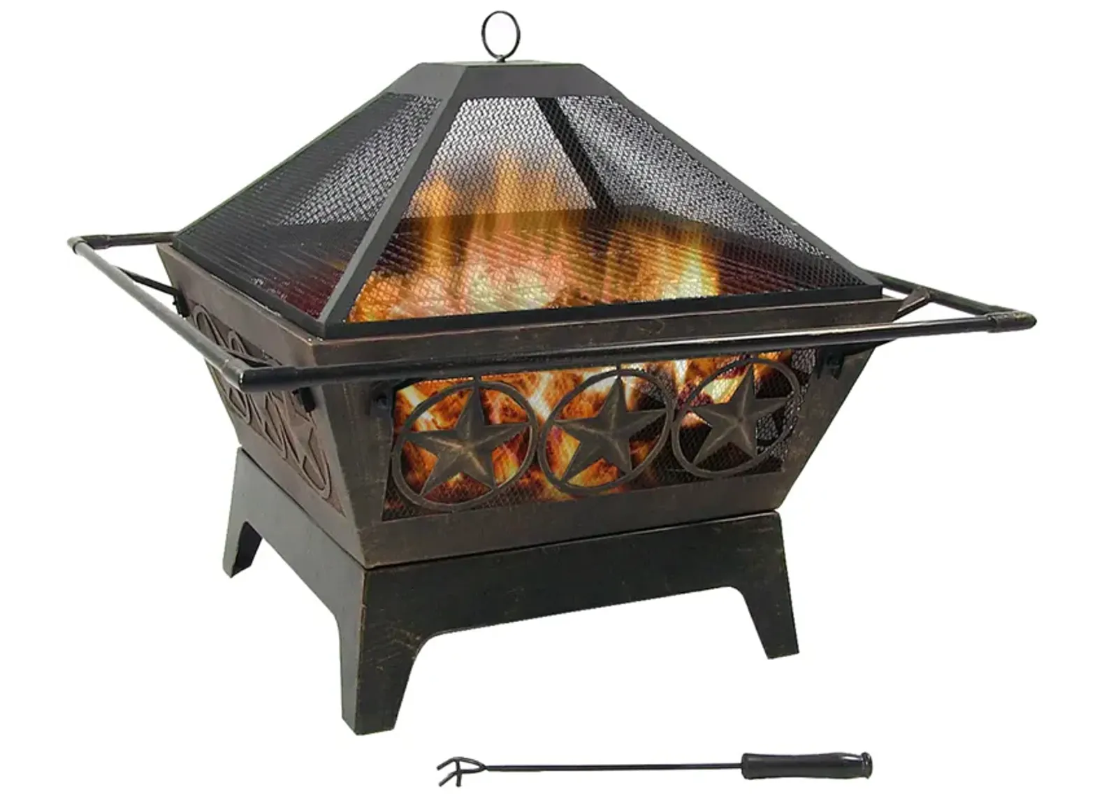 Sunnydaze 32 in Northern Galaxy Steel Fire Pit with Grate, Screen and Poker