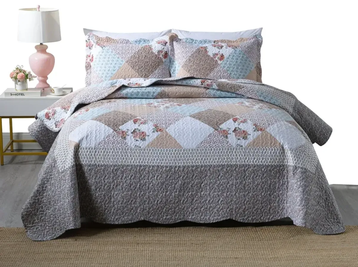 MarCielo 3 Piece Quilted Bedspread Quilt Set Lightweight Bedspread