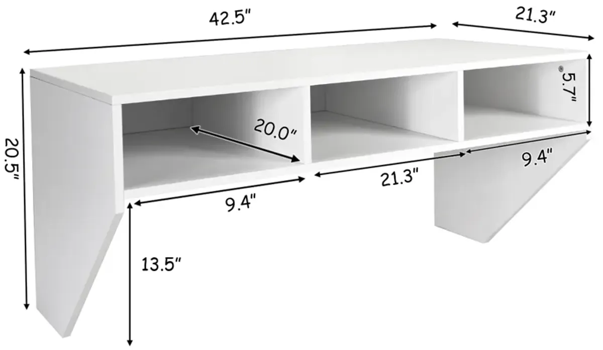 Wall Mounted Floating Computer Table Desk Storage Shelf