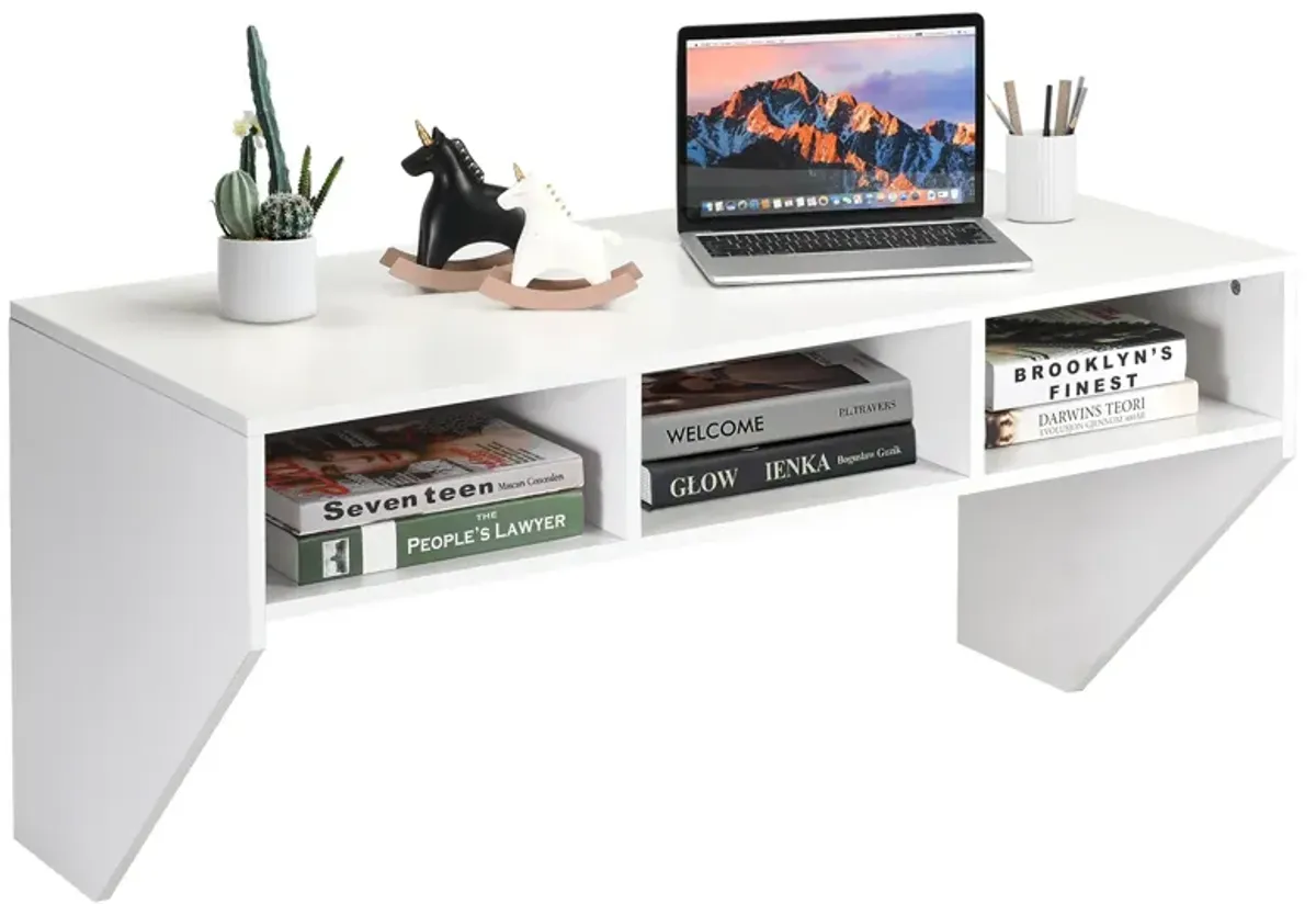 Wall Mounted Floating Computer Table Desk Storage Shelf