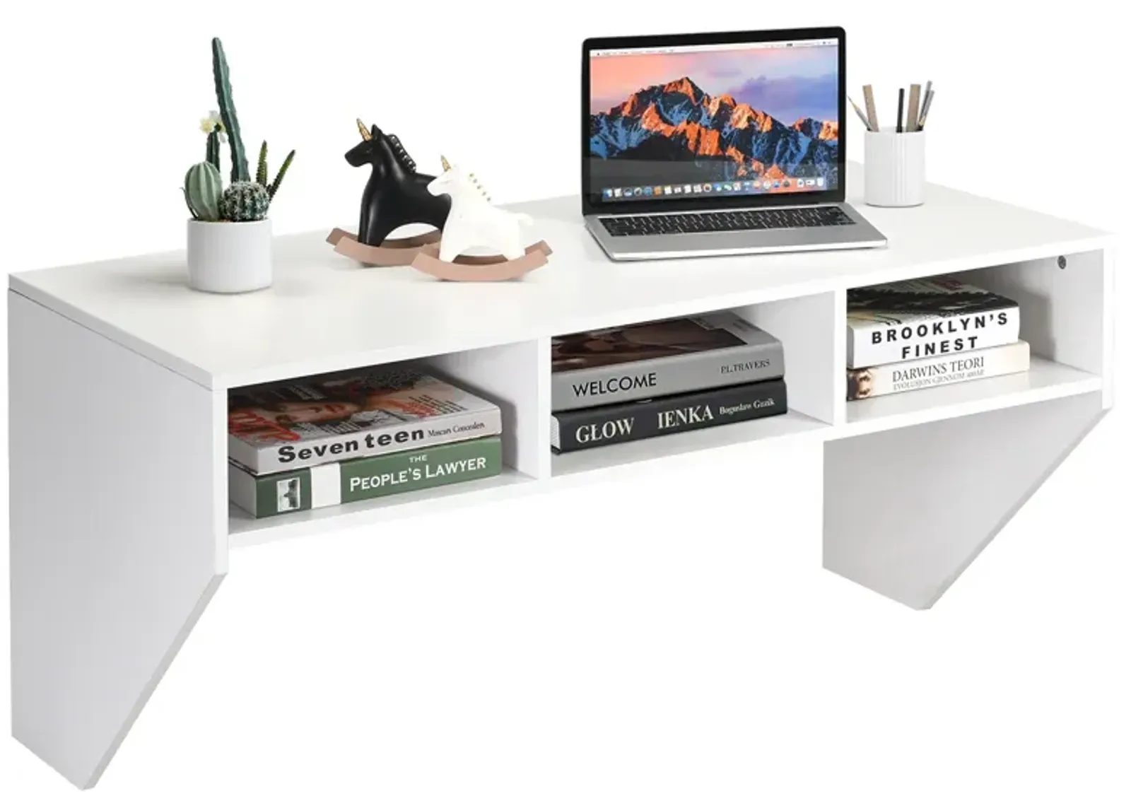 Wall Mounted Floating Computer Table Desk Storage Shelf