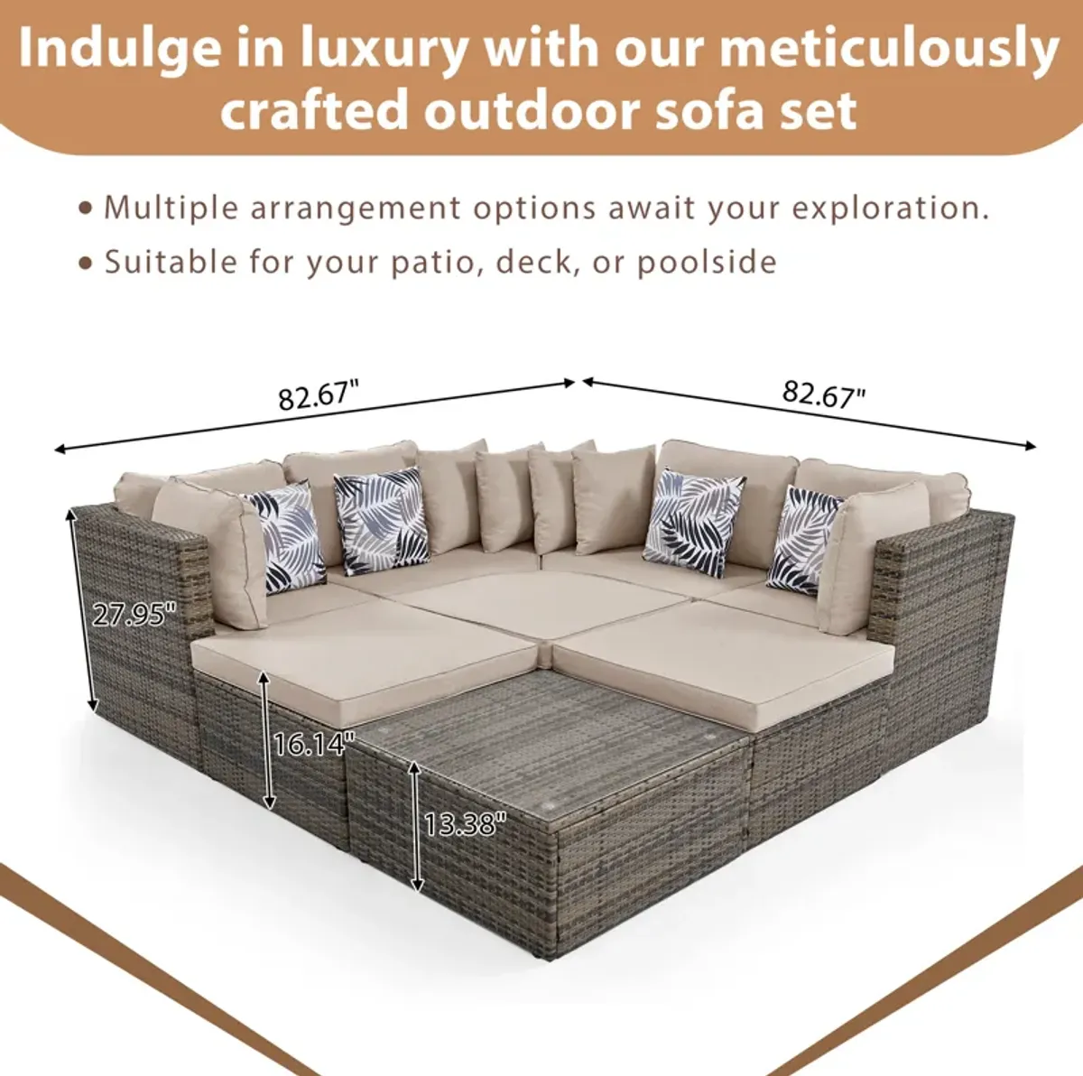 Merax 8-piece Outdoor Wicker Sofa Lounger Set