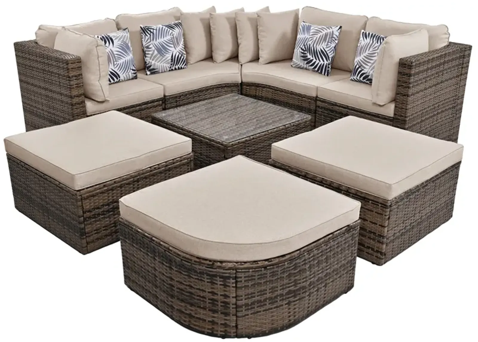 Merax 8-piece Outdoor Wicker Sofa Lounger Set