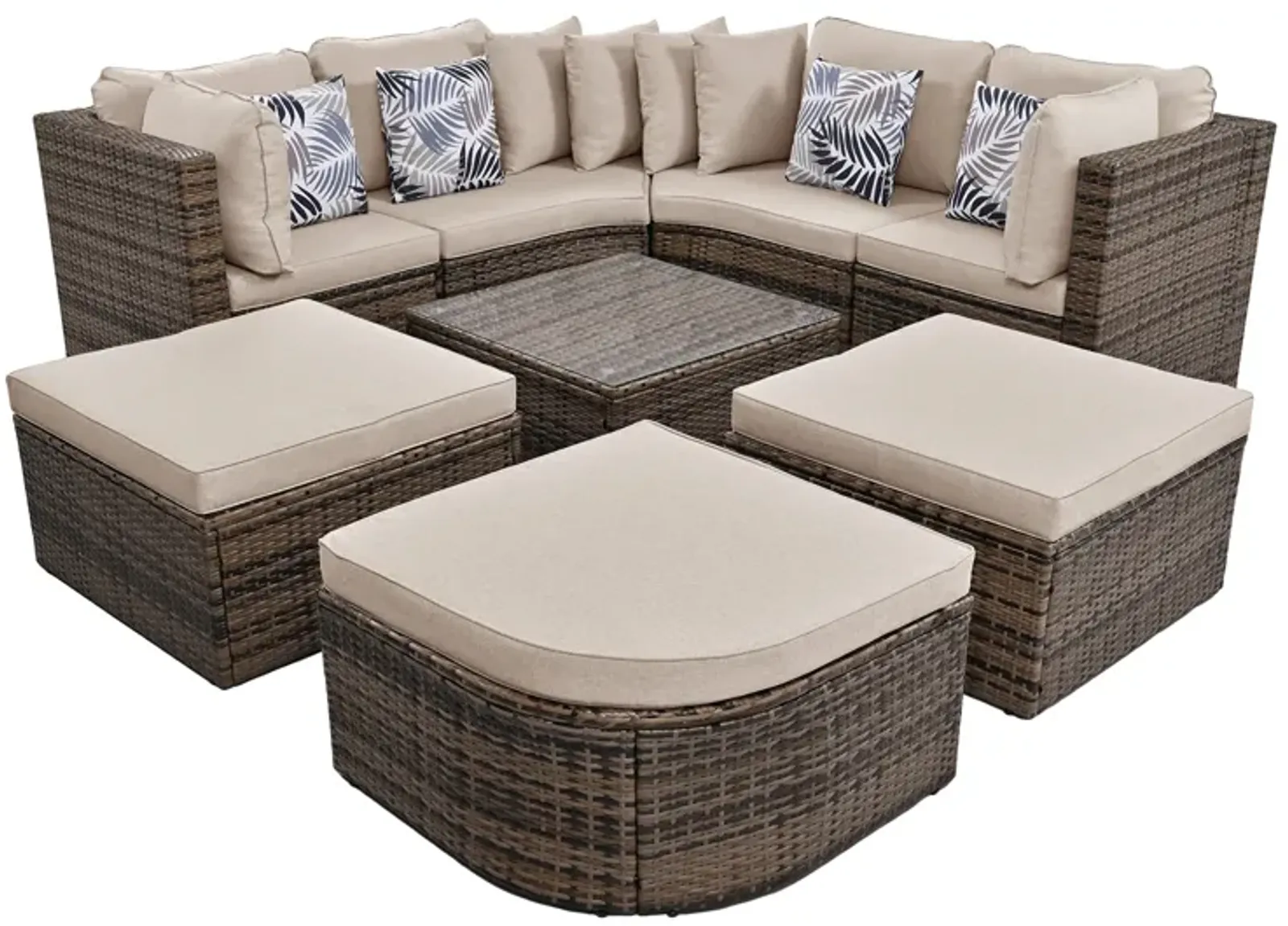 Merax 8-piece Outdoor Wicker Sofa Lounger Set