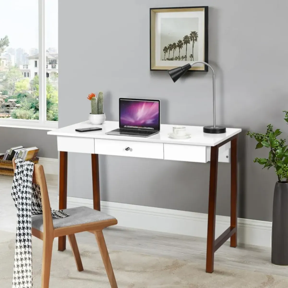 Hivvago Computer Desk Laptop PC Writing Table with Storage Drawers