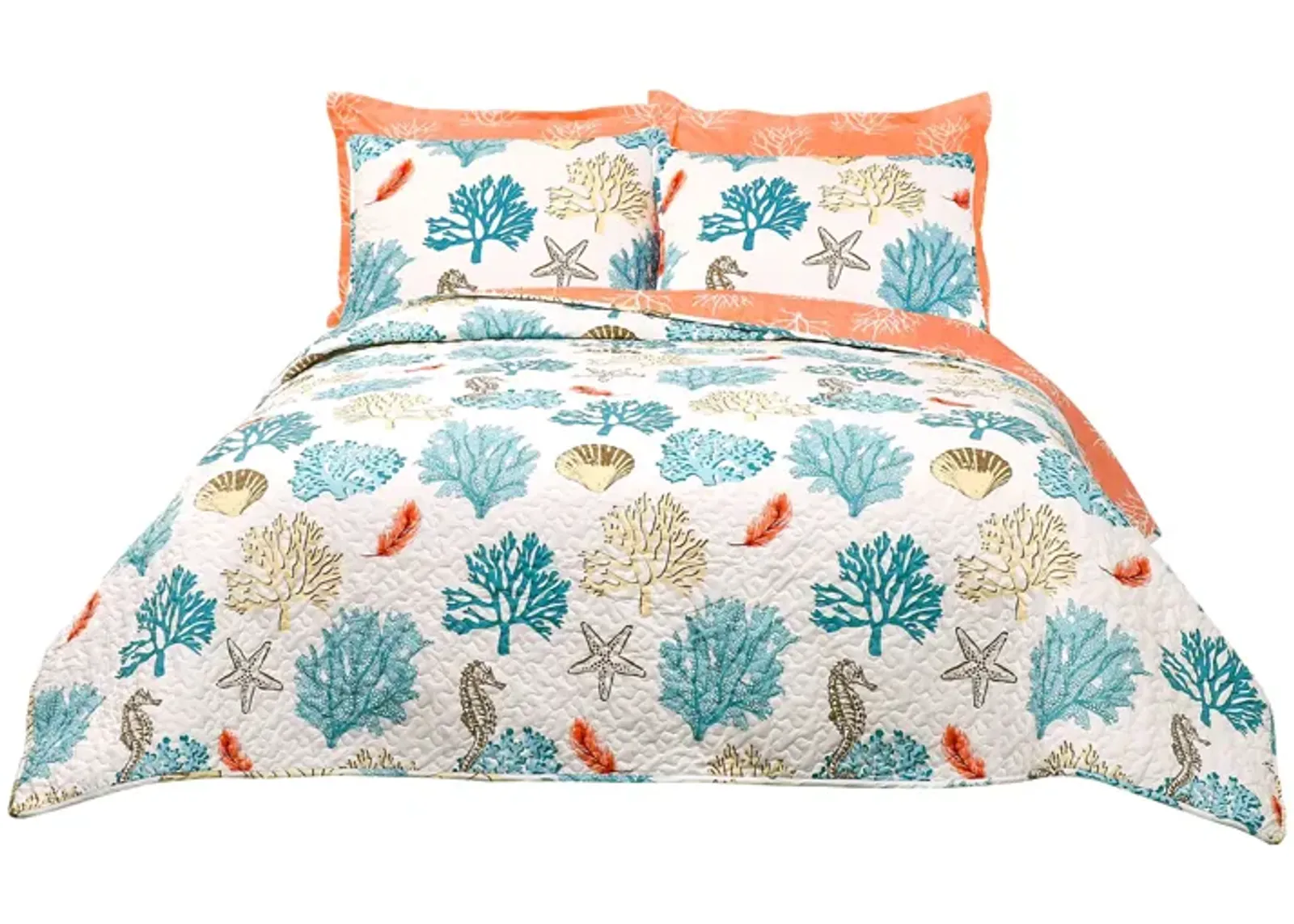 Coastal Reef Feather Quilt 7Pc Set