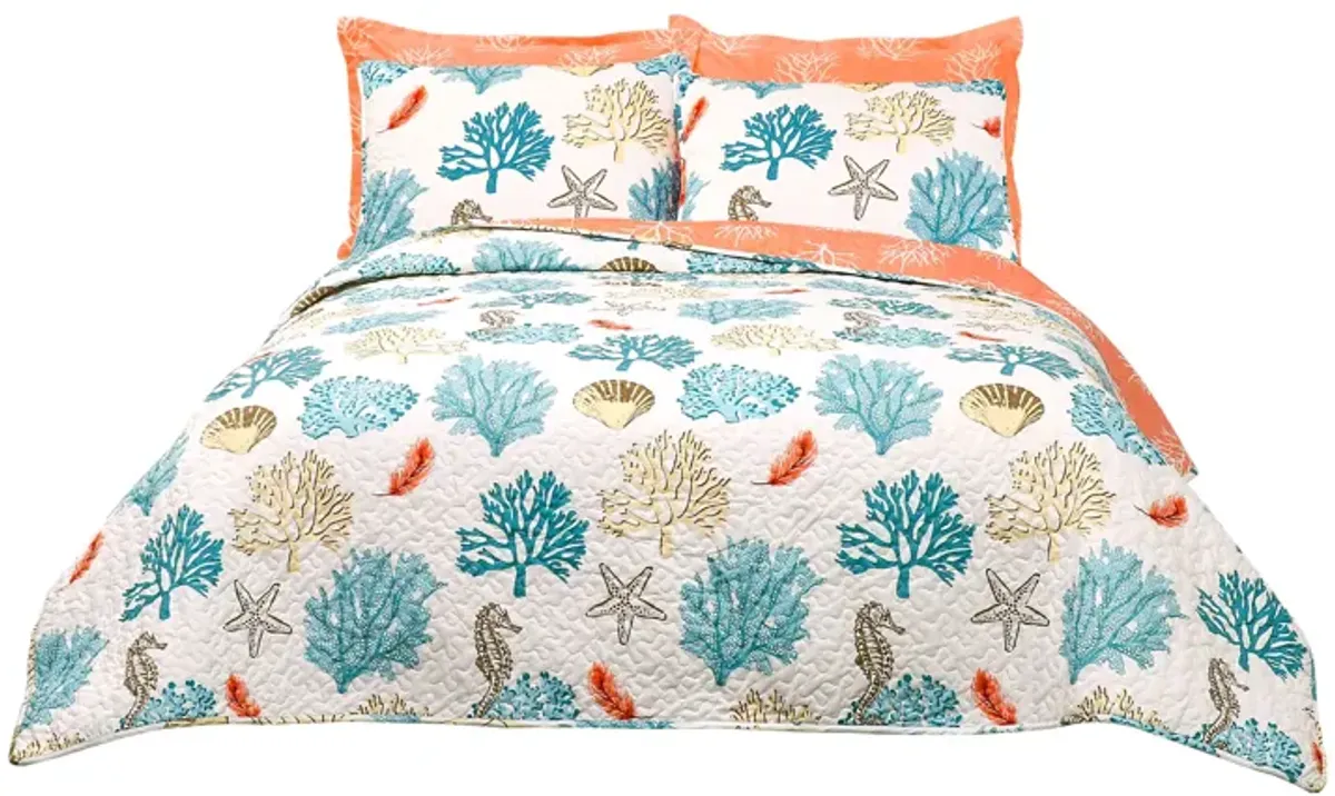 Coastal Reef Feather Quilt 7Pc Set